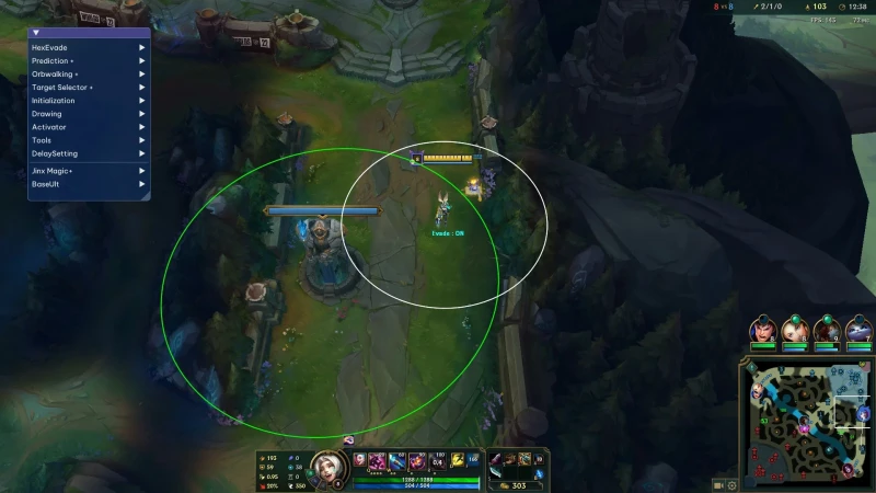 League of Legends cheats ESP overlay on Summoner's Rift